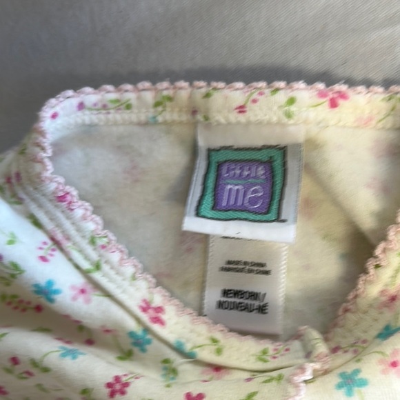 Little Me - Pink and White Floral Footie Pajama Sleeper - Picture 2 of 3